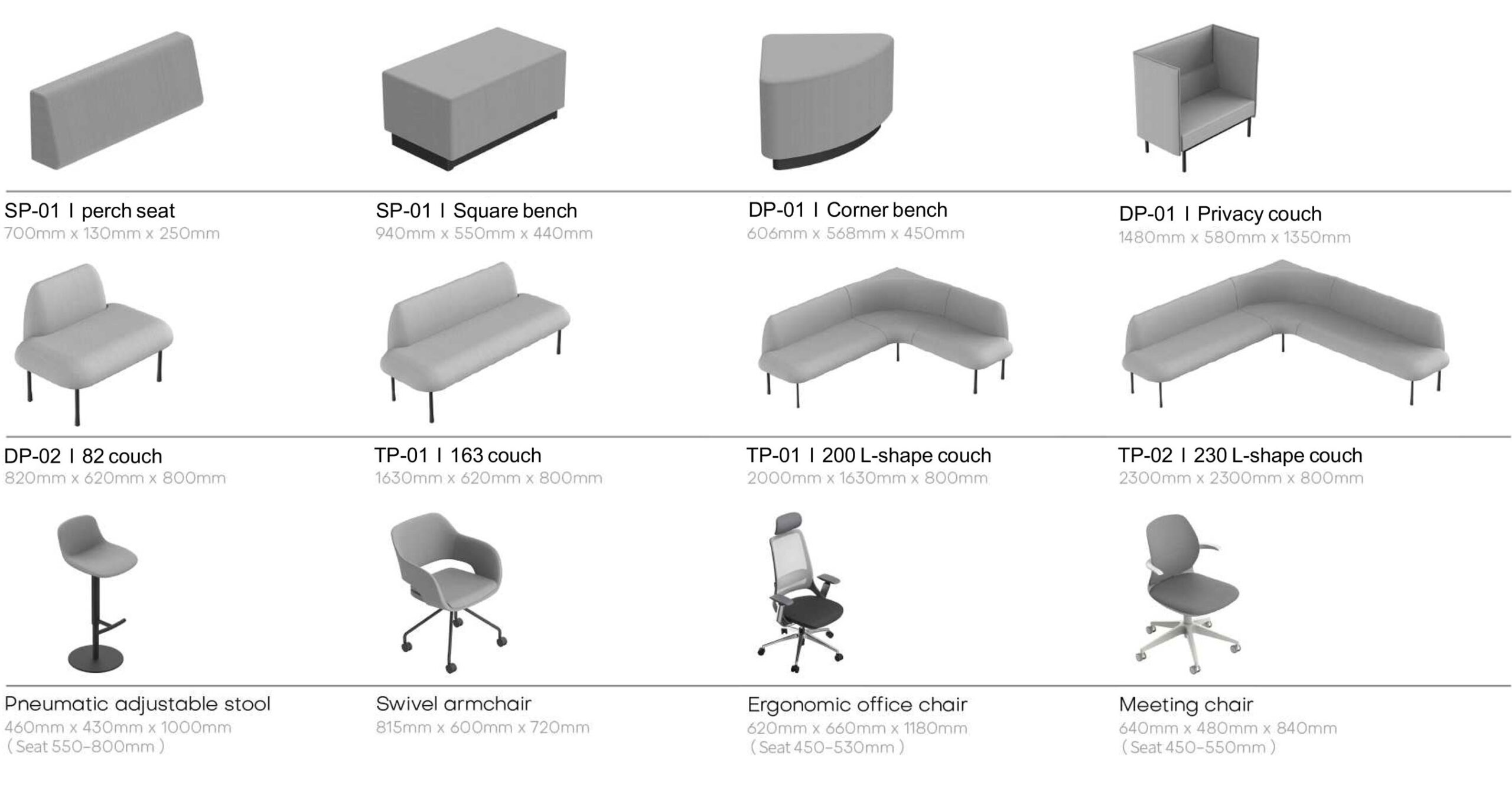 Vocopod's acoustic booth's seating options