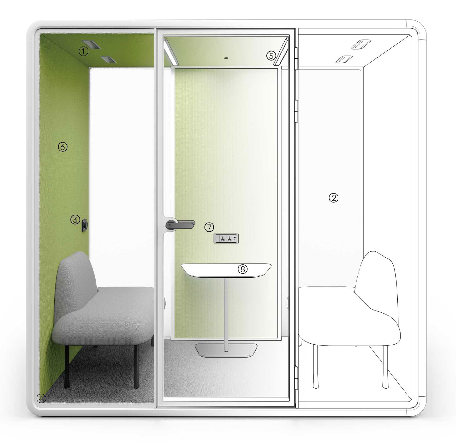 Vocopod's acoustic booth features